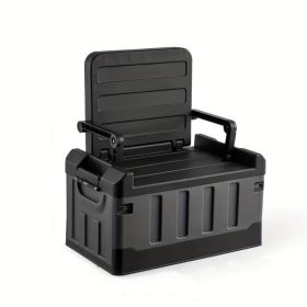 Folding car storage box seat, foldable luggage compartment matte black suitable for family travel, fishing, camping