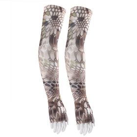 Outdoor cycling sun protection sleeves, enlarged and lengthened, summer cycling arm sleeves, hiking and fishing sleeves, cold ice silk sleeves (Color: Coffee Mang Pattern)