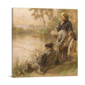Fishing Family (Type: Standard Framed Canvas Print, size: 12" x 12" / 30cm x 30cm (approx))